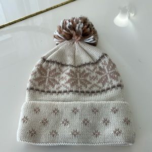Time and Tru knit blush, brown, cream hat